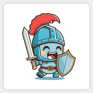 Cute kawaii spartan soldier cheers victory Sticker